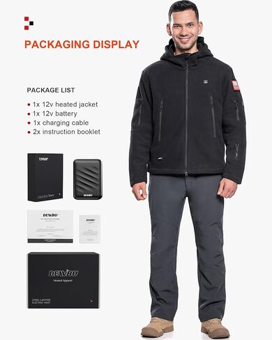 DEWBU Heated Jacket Polar Fleece with 12V Battery Pack Soft Fleece Electric Heating Hoodie for Men in Kuwait