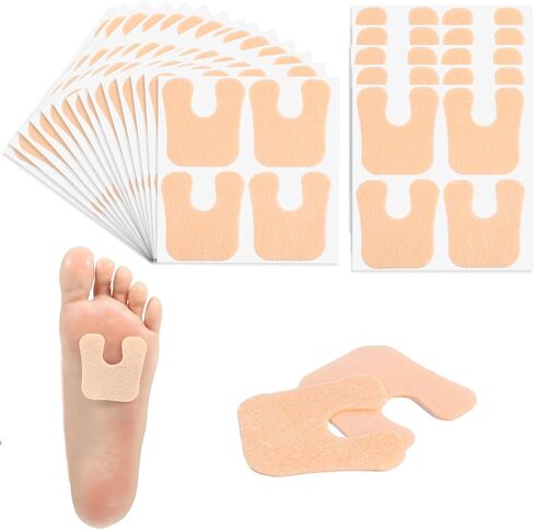 72 pcs Horseshoe Feet Pads Soft Felt Callus Cushions Thick U Shape Metatarsal Pads Adhesive Corn Protectors for Prevention Foot Heels More Blister Pain Relief Women Men Bottom Side in Saudi Arabia