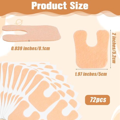 72 pcs Horseshoe Feet Pads Soft Felt Callus Cushions Thick U Shape Metatarsal Pads Adhesive Corn Protectors for Prevention Foot Heels More Blister Pain Relief Women Men Bottom Side in Saudi Arabia