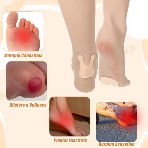 72 pcs Horseshoe Feet Pads Soft Felt Callus Cushions Thick U Shape Metatarsal Pads Adhesive Corn Protectors for Prevention Foot Heels More Blister Pain Relief Women Men Bottom Side in Saudi Arabia