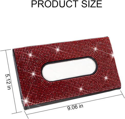 Bling Car Tissue Holder for Sun Visor, Crystal Rhinestone Leather Vehicle Paper Towel Case, Glitter Diamond Auto Napkin Clip Accessories for Women, Universal for SUV, RV, Truck (Black) in Saudi Arabia