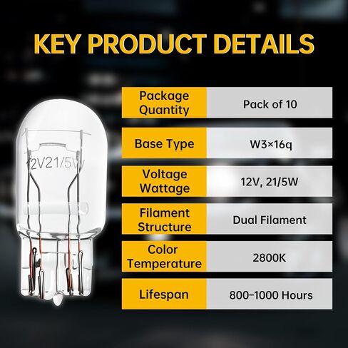 10 Pcs 3157 Car Turn Signal Bulb,Car Accessories Brake Light Bulb,Plug and Play Long Life Indicator Bulb,12V 27/8W Ultra-bright Light Bulb,Universal Automotive Lighting Accessories for Truck SUV in Saudi Arabia