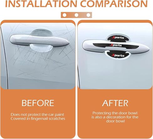 4PCS Car Door Handle Protector, Sport Cars Door Bowl Scratch Protector Sticker, Auto Doors Handle Paint Guard Cover, Universal Doors Handles Cup Stickers, for Most Vehicle in Saudi Arabia