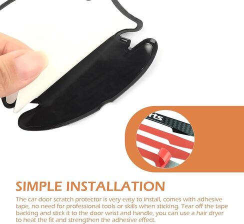 4PCS Car Door Handle Protector, Sport Cars Door Bowl Scratch Protector Sticker, Auto Doors Handle Paint Guard Cover, Universal Doors Handles Cup Stickers, for Most Vehicle in Saudi Arabia