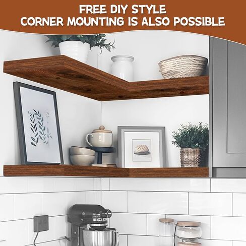 3PCS Floating Book Shelves for Wall, Wall Mounted Shelves with Invisible Brackets for Bathroom, Living Room, Bedroom and Kitchen with 25lbs Capacity - Rustic Brown(15.75 * 6.7 * 1.5inch) in Saudi Arabia