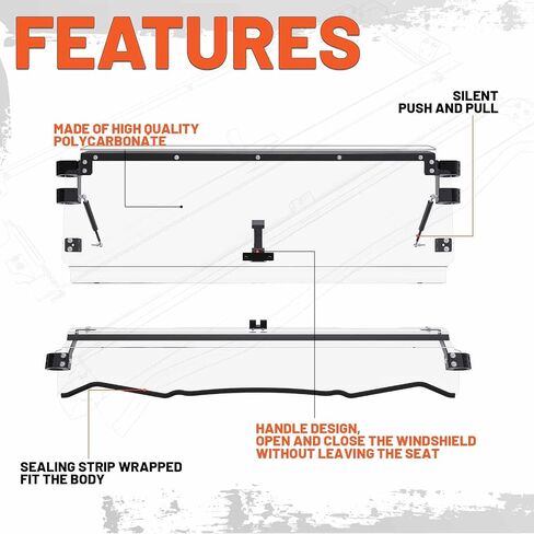 Kojem 2-in-1 Folding Windshield Compatible with 2016-2023 Kawasaki Teryx 4 800/ Teryx 4 S Flip Down Clear Polycarbonate Windscreen in Saudi Arabia