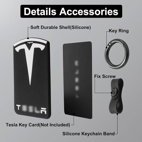 Silicone Key Card Holder Case Compatible with Tesla,FyndAna Key Protector Cover Including Key Chain Secure Fit,1 PCS(Black) in Saudi Arabia