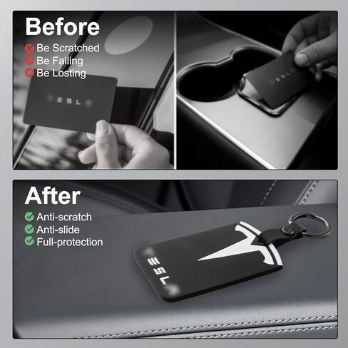 Silicone Key Card Holder Case Compatible with Tesla,FyndAna Key Protector Cover Including Key Chain Secure Fit,1 PCS(Black) in Saudi Arabia