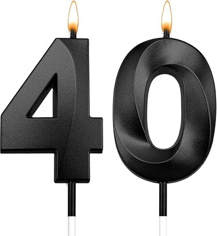 18th Birthday Candles Black Birthday Candles Numeral Candles Cake Topper Decoration for Birthday Party Candles Wedding Anniversary Celebration Supplies（Black，18th） in Saudi Arabia