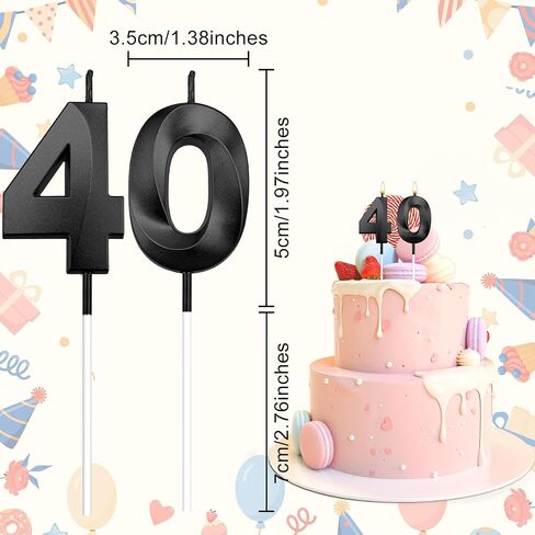 18th Birthday Candles Black Birthday Candles Numeral Candles Cake Topper Decoration for Birthday Party Candles Wedding Anniversary Celebration Supplies（Black，18th） in Saudi Arabia