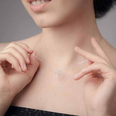 La Joya Adorable Lab Grown Diamond Heart Necklaces for Women| Accompanied By An Adjustable Silver Chain | Dainty 925 Sterling Silver Diamond Necklace For Women in Saudi Arabia
