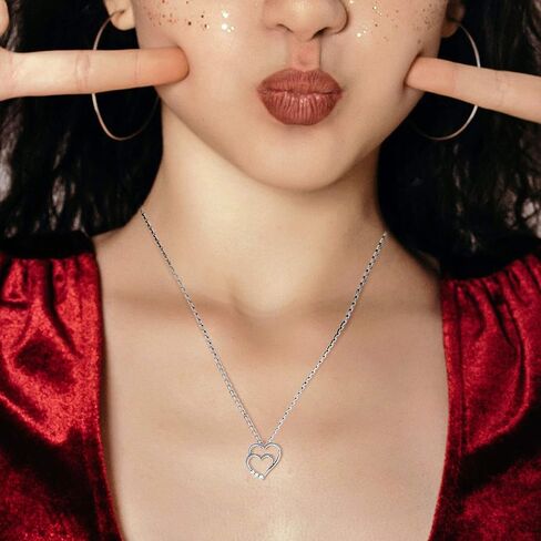 La Joya Adorable Lab Grown Diamond Heart Necklaces for Women| Accompanied By An Adjustable Silver Chain | Dainty 925 Sterling Silver Diamond Necklace For Women in Saudi Arabia