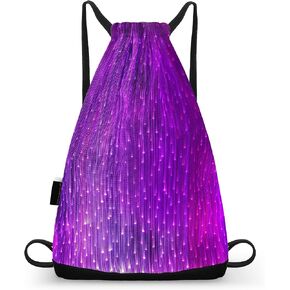 LED Backpack Drawstring Bag Gym Bags Light up Purse 7 Colors Rave Gear Rucksack for Bike Hiking festival carnival (Black) in Saudi Arabia