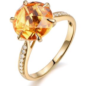 Amazing Solid 14K Yellow Gold Natural Citrine Gemstone Diamond Wedding Engagement Ring for Women in Kuwait