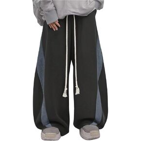GORGLITTER Men's Baggy Sweatpants Color Block Drawstring Uncuffed Barrel Pants Casual Wide Leg Track Pants in Saudi Arabia