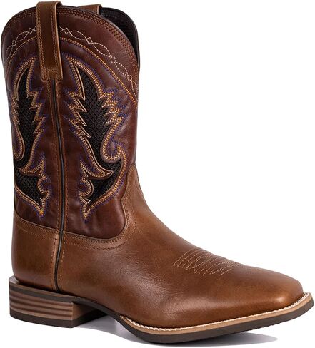 Cowboy Boots For Men Full Cowhide Leather Western Retro Boot with Square Toe Hand Painted Classic Embroidered Resistant Boot in Kuwait