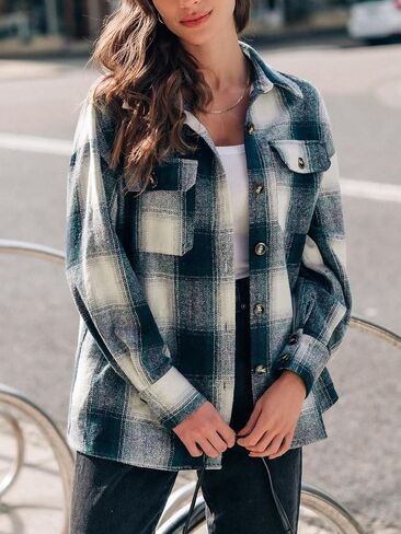CUPSHE Women's Long Sleeve T-Shirt Casual Loose Blouses Button Down Shirt Tops with Pocket in Saudi Arabia