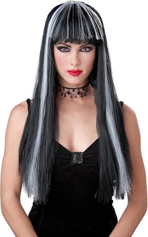 Seasons Witch Morticia Wig Halloween Wig Long Straight Wig for Women (Black) in Saudi Arabia