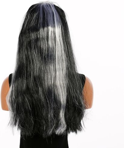 Seasons Witch Morticia Wig Halloween Wig Long Straight Wig for Women (Black) in Saudi Arabia