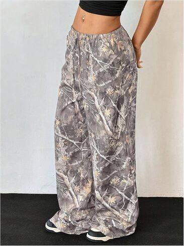 Women's Camo Pants Wide Leg Baggy Sweatpants Elastic Waist Hunting Y2K Long Pants Trousers Trendy in Saudi Arabia