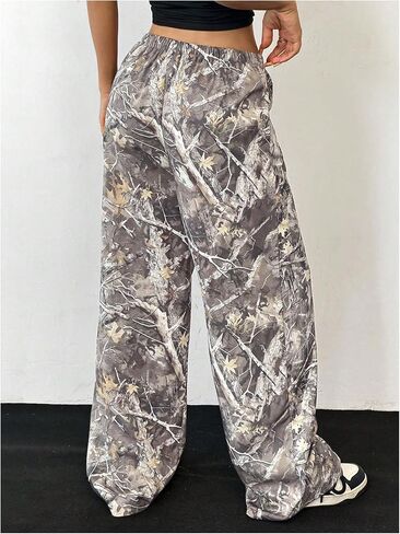 Women's Camo Pants Wide Leg Baggy Sweatpants Elastic Waist Hunting Y2K Long Pants Trousers Trendy in Saudi Arabia