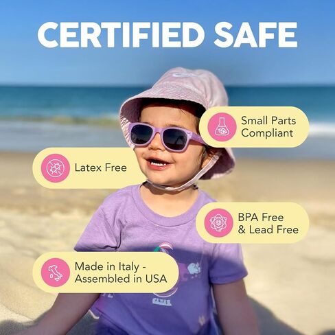 ROSHAMBO Unbreakable Square Sunglasses - Italian Made Polarized - BPA Free with Strap + Accessories - USA Assembled in Saudi Arabia