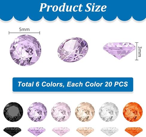 PH PandaHall 120pcs 6 Colors Cubic Zirconia Stone, 5mm Grade A Faceted CZ Diamante Rhinestone Gems Small Zirconia Gems Cabochons Loose Stones for Ring Earring Bracelet Nail Art DIY Jewelry Making in Saudi Arabia