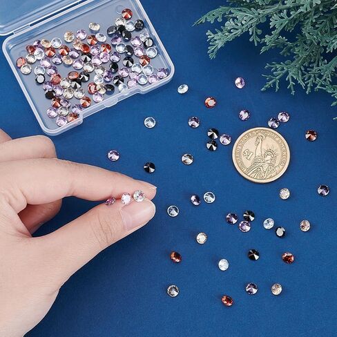 PH PandaHall 120pcs 6 Colors Cubic Zirconia Stone, 5mm Grade A Faceted CZ Diamante Rhinestone Gems Small Zirconia Gems Cabochons Loose Stones for Ring Earring Bracelet Nail Art DIY Jewelry Making in Saudi Arabia