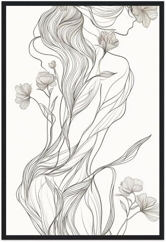 Artful Walls Modern Line Drawing Wall Art | Minimalist Abstract Female Floral Décor for Any Room in Saudi Arabia
