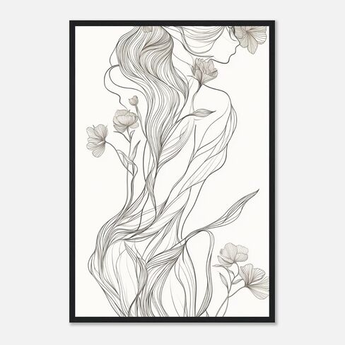 Artful Walls Modern Line Drawing Wall Art | Minimalist Abstract Female Floral Décor for Any Room in Saudi Arabia