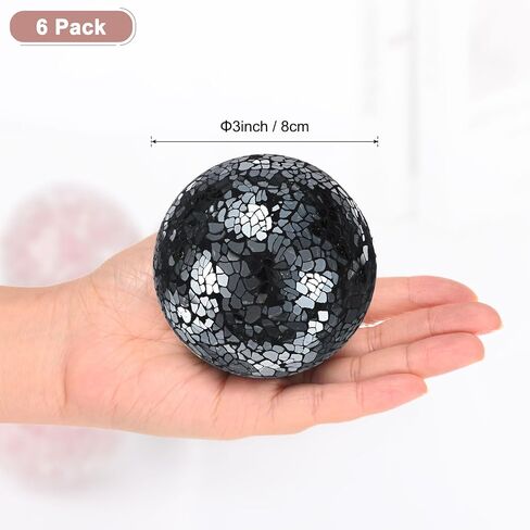 6-Pack Decorative Ball for Bowls, 2.4 Inch Mosaic Glass Balls Decorative Glass Orbs for Home Decor/Dining Tables/Wedding Party/Coffee Table/Centerpiece Decor [Green] in Saudi Arabia