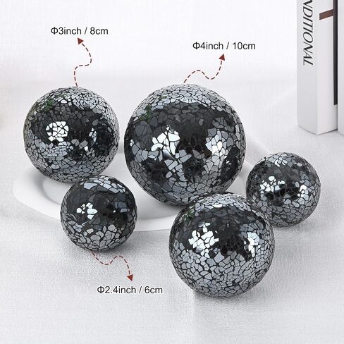 6-Pack Decorative Ball for Bowls, 2.4 Inch Mosaic Glass Balls Decorative Glass Orbs for Home Decor/Dining Tables/Wedding Party/Coffee Table/Centerpiece Decor [Green] in Saudi Arabia
