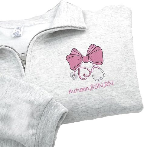 Custom Embroidered Nurse Sweatshirt – Personalized Quarter Zip or Crewneck Nursing Sweater, RN CNA ICU MSN Gift for Nurses Multi in Kuwait