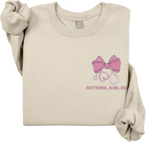 Custom Embroidered Nurse Sweatshirt – Personalized Quarter Zip or Crewneck Nursing Sweater, RN CNA ICU MSN Gift for Nurses Multi in Kuwait