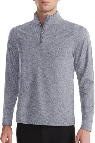 بلوفر Runhit الرجالي بسحاب من الصوف وقمصان الجري الحرارية خفيفة الوزن بأكمام طويلة وقميص بولو in Kuwait