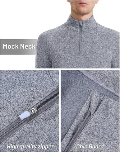 بلوفر Runhit الرجالي بسحاب من الصوف وقمصان الجري الحرارية خفيفة الوزن بأكمام طويلة وقميص بولو in Kuwait