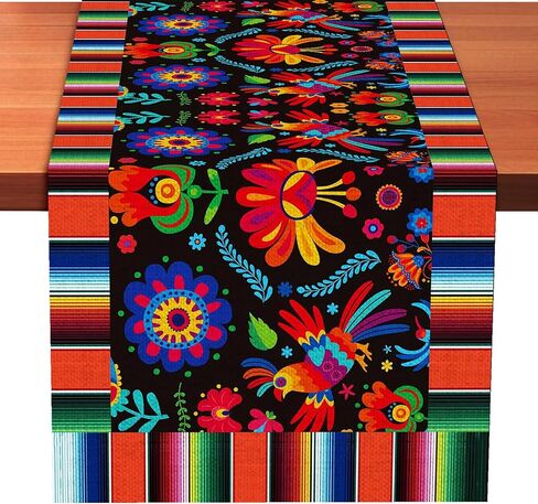 Day of The Dead Table Runner 72 x 13 Inch Decorations, Dia De Los Muertos Sugar Skull Mexican Fiesta Carnival Table Cover Decor, Rustic Linen Altar Themed Party Supplies for Home Kitchen Dining Mantel in Saudi Arabia