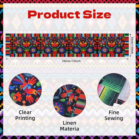Day of The Dead Table Runner 72 x 13 Inch Decorations, Dia De Los Muertos Sugar Skull Mexican Fiesta Carnival Table Cover Decor, Rustic Linen Altar Themed Party Supplies for Home Kitchen Dining Mantel in Saudi Arabia
