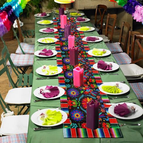 Day of The Dead Table Runner 72 x 13 Inch Decorations, Dia De Los Muertos Sugar Skull Mexican Fiesta Carnival Table Cover Decor, Rustic Linen Altar Themed Party Supplies for Home Kitchen Dining Mantel in Saudi Arabia