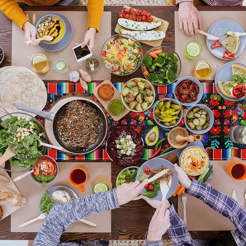 Day of The Dead Table Runner 72 x 13 Inch Decorations, Dia De Los Muertos Sugar Skull Mexican Fiesta Carnival Table Cover Decor, Rustic Linen Altar Themed Party Supplies for Home Kitchen Dining Mantel in Saudi Arabia