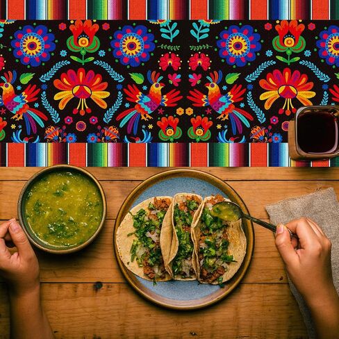 Day of The Dead Table Runner 72 x 13 Inch Decorations, Dia De Los Muertos Sugar Skull Mexican Fiesta Carnival Table Cover Decor, Rustic Linen Altar Themed Party Supplies for Home Kitchen Dining Mantel in Saudi Arabia