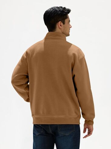Mens Quarter Zip Pullover Fleece Sweatshirt Casual Athletic Warm Long Sleeve Sweatshirts with Pocket in Saudi Arabia