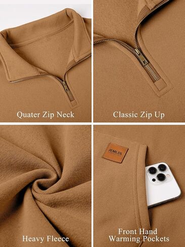 Mens Quarter Zip Pullover Fleece Sweatshirt Casual Athletic Warm Long Sleeve Sweatshirts with Pocket in Saudi Arabia