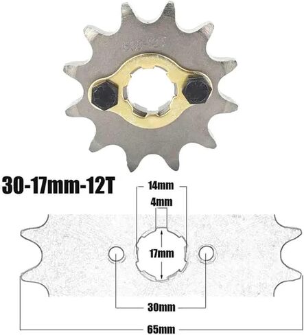 17mm 30mm Front Engine Sprocket + Mounting Accessory | Steel Alloy 12T Tooth | Compatible With 530 Chain Compatible With | Motorcycle Dirt Bike ATV in Saudi Arabia