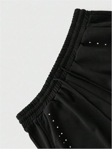 Men's Rhinestone Glitter Baggy Sweatpants Drawstring Elastic Waist Hip Hop Pants Streetwear in Saudi Arabia