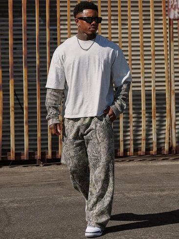 Ogfao Men's Baggy Camo Sweatpants Wide Leg Hunting Loose Joggers Workout Athletic Sweat Pants wtih Pockets in Kuwait
