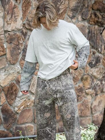 Ogfao Men's Baggy Camo Sweatpants Wide Leg Hunting Loose Joggers Workout Athletic Sweat Pants wtih Pockets in Kuwait