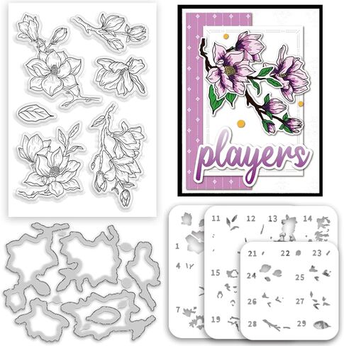 Stamps and Dies for Card Making, Flower Stamps Die Cut Stencils Clear Stamps Set Layering PET Coloring Stencil for DIY Embossing Scrapbooking Craft Decor, Album Paper Arts Crafts Supplies in Saudi Arabia