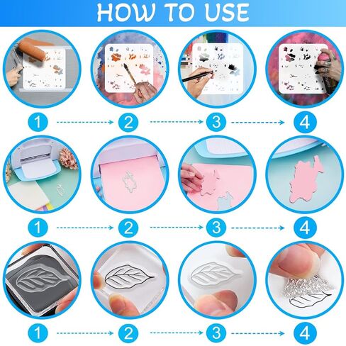 Stamps and Dies for Card Making, Flower Stamps Die Cut Stencils Clear Stamps Set Layering PET Coloring Stencil for DIY Embossing Scrapbooking Craft Decor, Album Paper Arts Crafts Supplies in Saudi Arabia