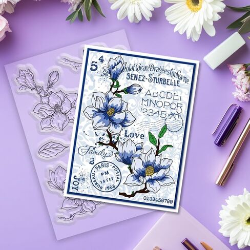 Stamps and Dies for Card Making, Flower Stamps Die Cut Stencils Clear Stamps Set Layering PET Coloring Stencil for DIY Embossing Scrapbooking Craft Decor, Album Paper Arts Crafts Supplies in Saudi Arabia